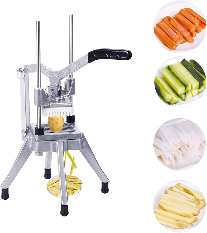 Commercial Vegetable Fruit Chopper 1/4″3/8″1/2″Blade Onion Chopper French Fry Cutter Slicer Stainless Steel for Tomato Potato Cutting Restaurant Home Kitchen, Sliver