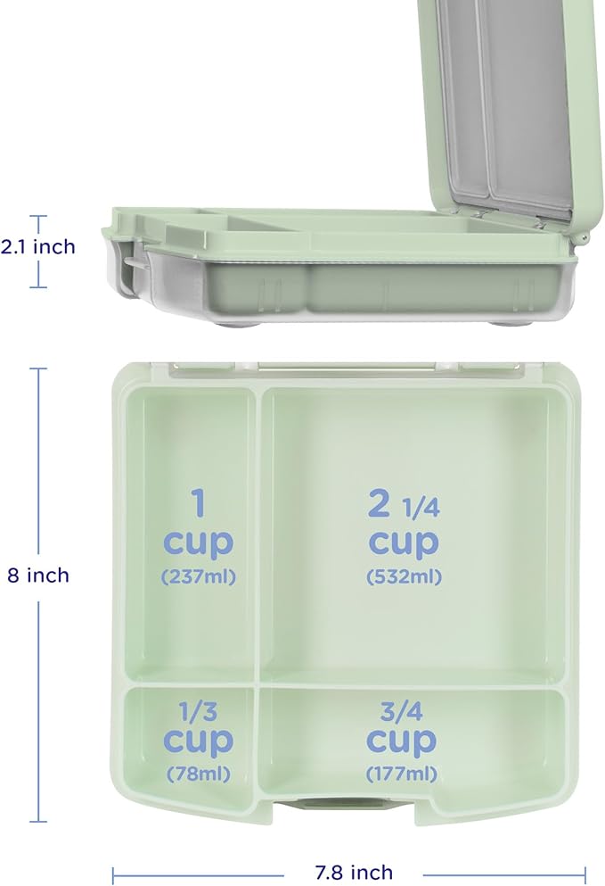 Ubbi Bento Lunch Box for Kids with 4 Compartments, BPA-Free, Leakproof, Dishwasher Safe, Food-Safe Material, Portion-Controlled Lunch Container, Kids Summer Camp, Sage Green