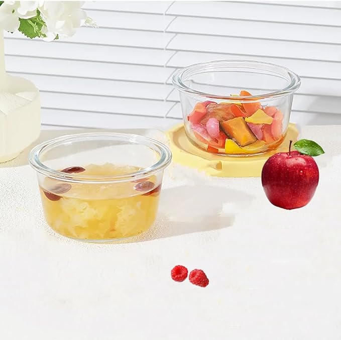 Glass Soup Storage Containers, Round Food Container with Airtight Lids, Glass Meal Prep Storage Reusable, 18 oz Leak-Proof Storage Containers, Microwave, Dishwasher, Frig Safe (4 Pack)