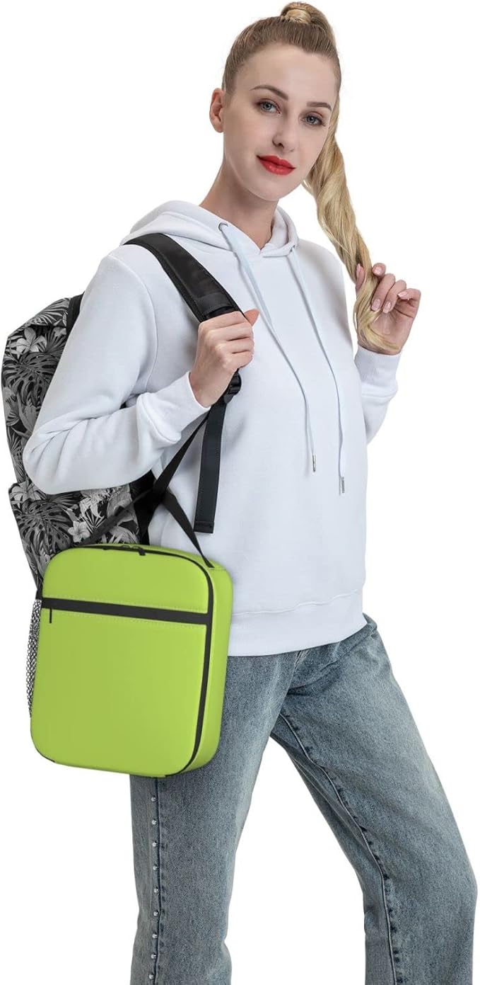 Lime Green Lunch Bag Lunch Box for Kids Girls Boys Women Thremal Picnic Meal Boxes for School Office Insulated Cooler Reusable Portable