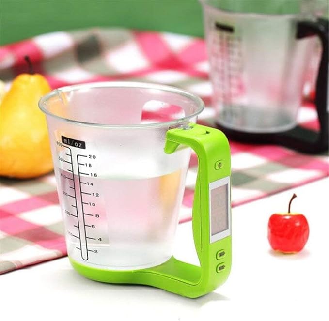 1Pcs Digital kitchen Electronic Measuring Cup Scale Household Jug Scales with LCD Display Temp Measurement 16x12.5x13.5cm (green)