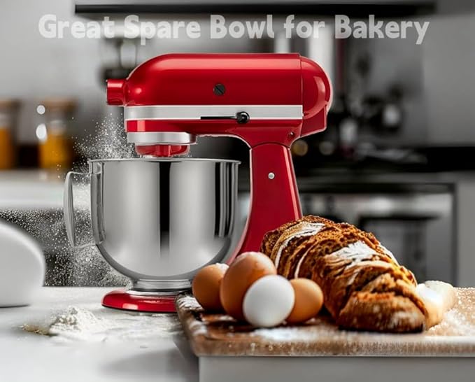 5.5 QT Stainless Steel Mixer Bowl Compatible with Kitchen Aid Tilt-Head Stand Mixers 4.5-5 Quart, Kitchen Ald Mixer Bowl for Classic&Artsian Stand Mixers