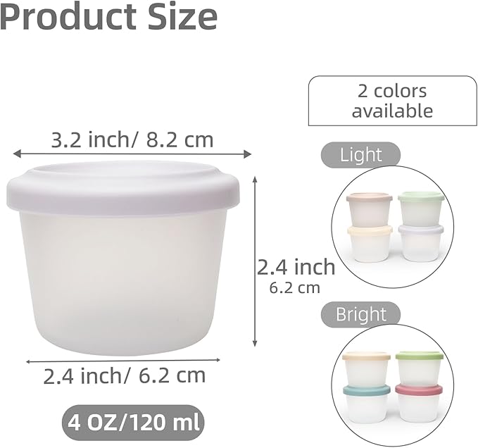 4 Pack Small Silicone Snack Containers with Lids 4 oz Reusable Food Storage Containers Bento Lunch Snack Pots for Adults & Kids Meal Prep Containers