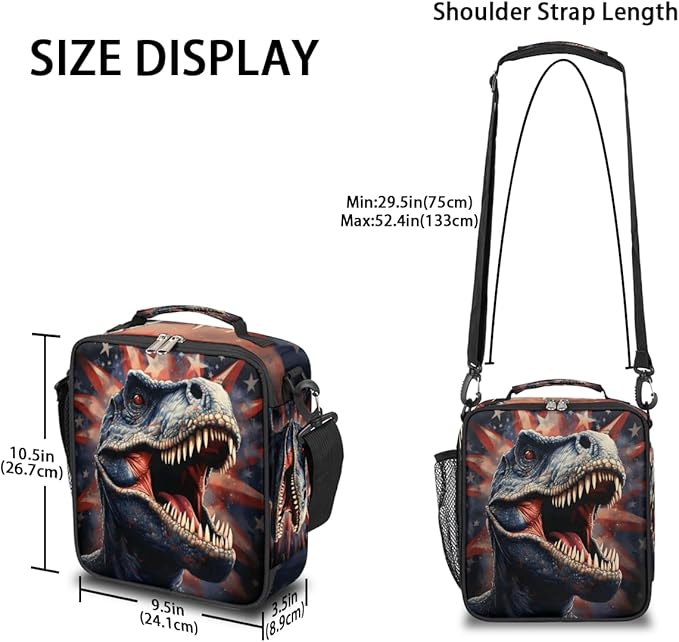 Kids Lunch Box for Boys Girls Dinosaur Star Lunch Bag for Kids Insulated Lunch Bag Tote with Adjustable Shoulder Strap Teens Lunchbox Cooler School Picnic