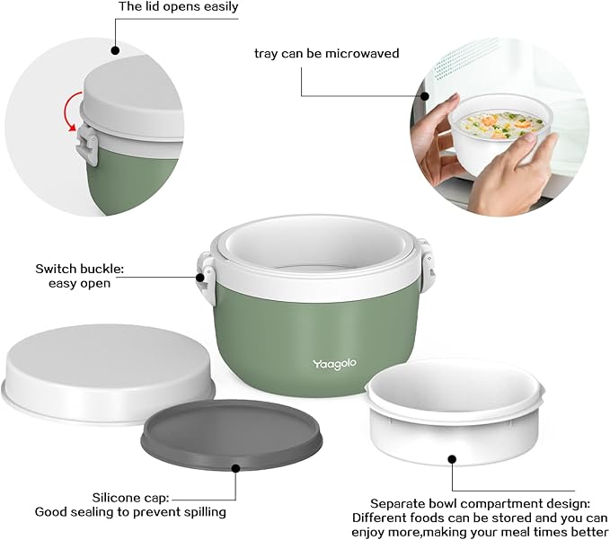 Thermo for Hot Food 28oz, Vacuum Insulated Food Container for Adults, Wide Mouth Leakproof Soup Thermo Stainless Steel Insulated Food Jar(Green)