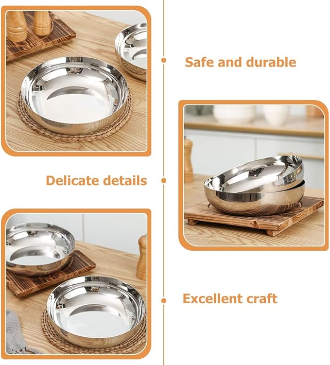 75oz Stainless Steel Mixing Bowls - 9.4 inch Large Metal Serving Bowl, Non-Slip Silver Decorative Bowl for Salad, Pasta, Soup, Fruit, Dishwasher Safe