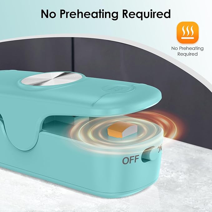 2 Pack Mini Bag Sealer, 2 in 1 Sealer and Cutter, Portable Heat Sealer Machine, Chip Heat Resealer for Snacks & Food Storage, Green/White (Batteries Included)