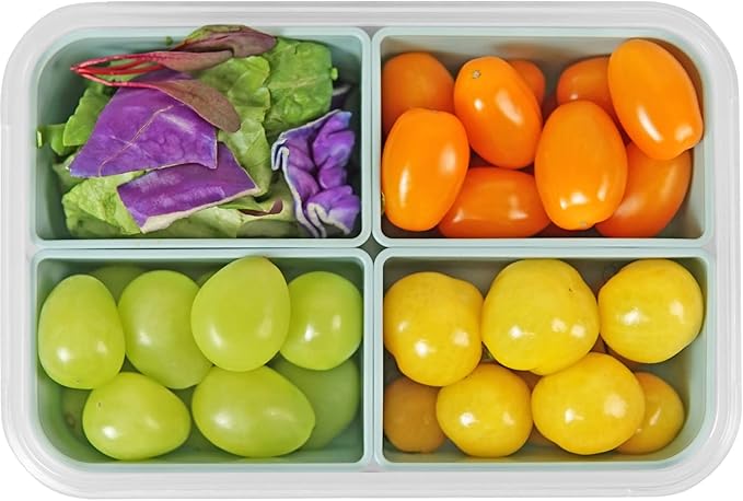 carrotez Food Storage Container with 4 Removable Compartments, Food Prep Container with Airtight Lids, Portion Control Container, Reusable, BPA Free, 4.6 Cup(1100ml)