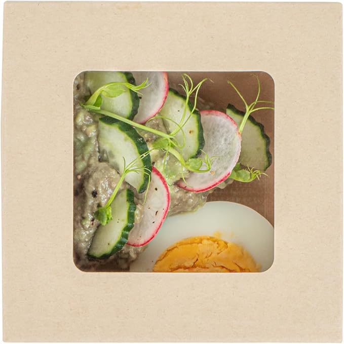 Restaurantware-13 Ounce Sturdy Paper Take Out Boxes, 200 Disposable Take Out Food Containers - With PLA lining, Paper Lid With Clear PLA Window, Bamboo Paper Containers, Compostable, Greaseproof