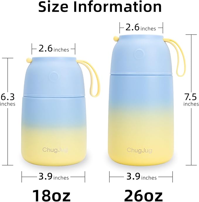 Thermo for Hot Food for Adults Kids | Wide Mouth, 18 oz Insulated Food Jar with Spoon, Leakproof Soup Thermo for School Office Travel, Thermal Steel Lunch Container Easy to Carry (Light Blue)