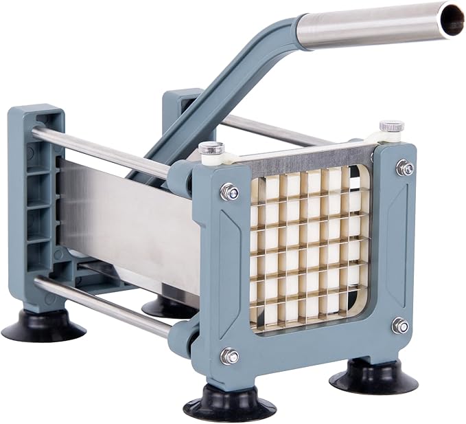 Rismonar French Fry Cutter Stainless Steel Potato Slicer With 1/2in 1/4in 3/8in Blade for Carrots Cucumbers Vegetables (Green, Machine + 1/2 & 3/8)