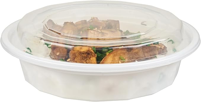 Restaurantware Asporto 24 Ounce To Go Boxes 100 Microwavable Take Out Food Containers - Clear Plastic Lids Included Do Not Contain BPA White Plastic Catering Food Containers Disposable Round