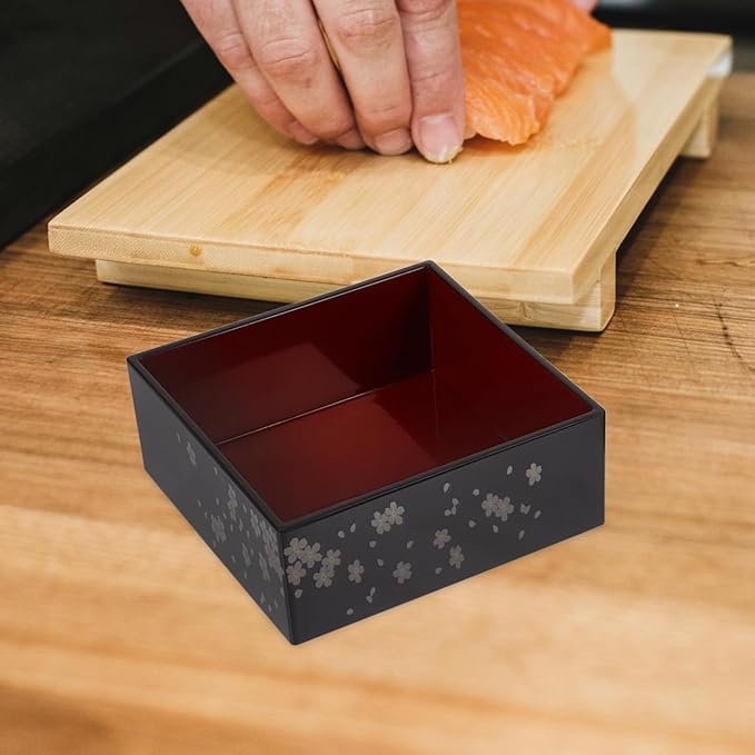 Amosfun Traditional Japanese Bento Lunch Box 3-tiers Sushi Tray Plastic Lacquered Snack Box with Lid Meal Container for Home Restaurant