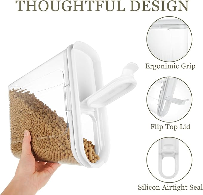 2 Pack Cereal Containers Storage, 4L/135.2oz Airtight Food Storage Container, Kitchen Storage Containers for Kitchen & Pantry Flour, Rice, Pasta, Pet Food