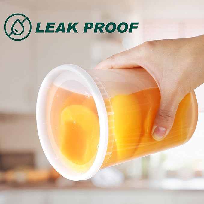 48Sets Deli Containers with Lids (8oz, 16oz, 32oz Each), Food Srorage Containers with Lids Airtight, Disposable Soup Containers with Lids, Microwave/ Freezer/ Dishwasher Safe, Leakproof, BPA Free
