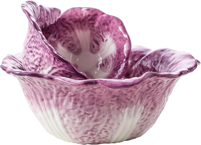 KXZ Ceramic Mixing Bowls Set, Nesting Bowls Set of 3 For Kitchen - 60oz, 16oz, 5oz Prep Serving Bowl Set for Entertaining, Baking and Mixing Salad, purple