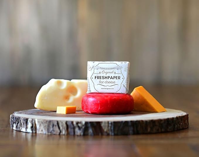 THE FRESHGLOW Co FRESHPAPER Food Saver Sheets for Cheese, 8 Reusable Sheets (1 Pack), Keeps Cheese Fresh for 2-4x Longer- Made in the USA