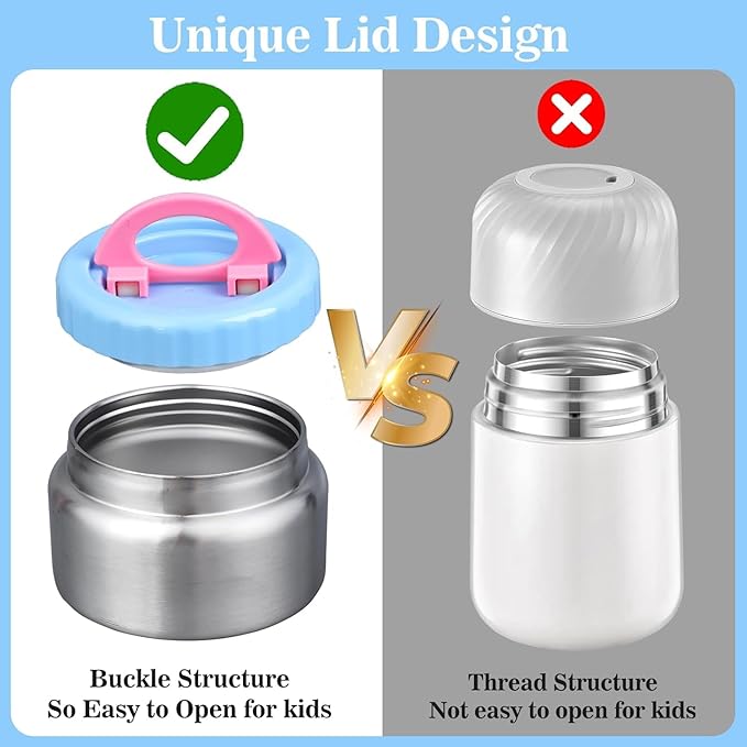 Bento Lunch Box for kids With 8oz Soup Thermo,Leak-proof Lunch Containers with 4 Compartment,Thermo Food Jar, BPA Free,Travel, School