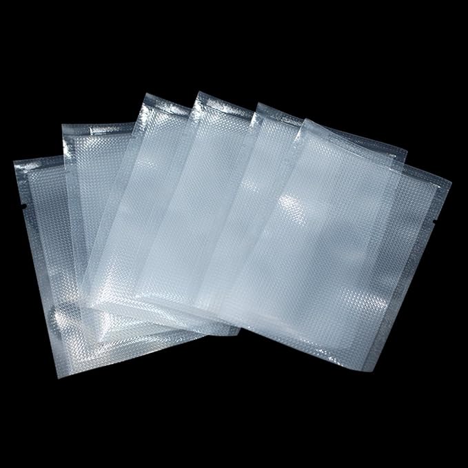 FERENLI 100 Pieces 5.9x9.8 inch (Usable Size 5.5x9.2 inch) Vacuum Sealer Bags for Food Storage Open Top Clear Plastic Flat Pouches Bulk Food Packaging Bags with Tear Notch