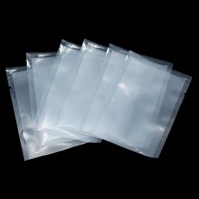 FERENLI 100 Pieces 4.7x6.7 inch (Usable Size 4.3x6.1 inch) Vacuum Sealer Bags for Food Storage Open Top Clear Plastic Flat Pouches Bulk Food Packaging Bags with Tear Notch