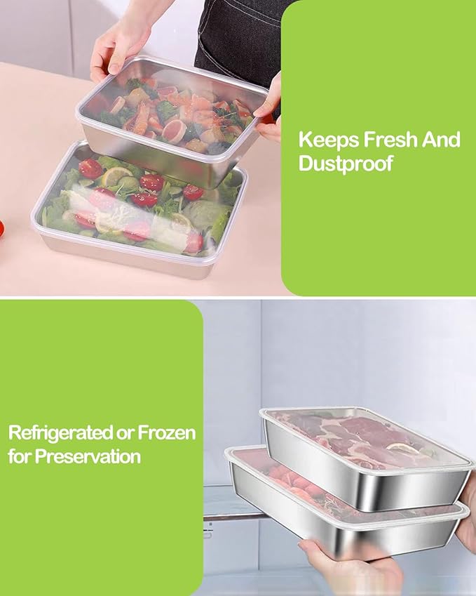 Grill Prep Trays Set Of 5,BBQ Tray,Grilling Prep And Serve Trays,Stainless Steel Grill Platter,Include Deep Grilling Platter,Shallow BBQ Serving Tray,2 Marinade Container With Lids,Cutting Board