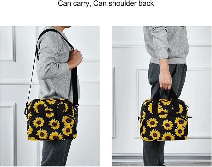 Sunflowers Insulated Lunch Bag Reusable Lunch Tote Bag Cooler Bag for Women Men Adult Lunch Box with Adjustable Shoulder Strap Leakproof Lunch Bag for Work School Picnic Camping