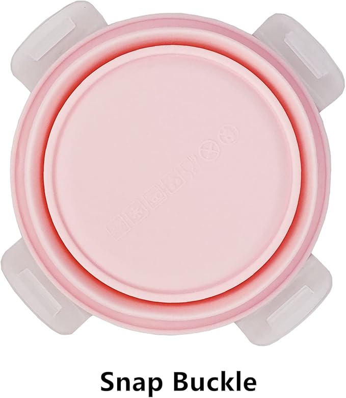 CCyanzi 3piece Round Collapsible Bowl with Lids, Silicone Food Storage Containers, Microwave & Freezer Safe, Space Saving for Kitchen Cabinet and Camping Backpack,(Pink)
