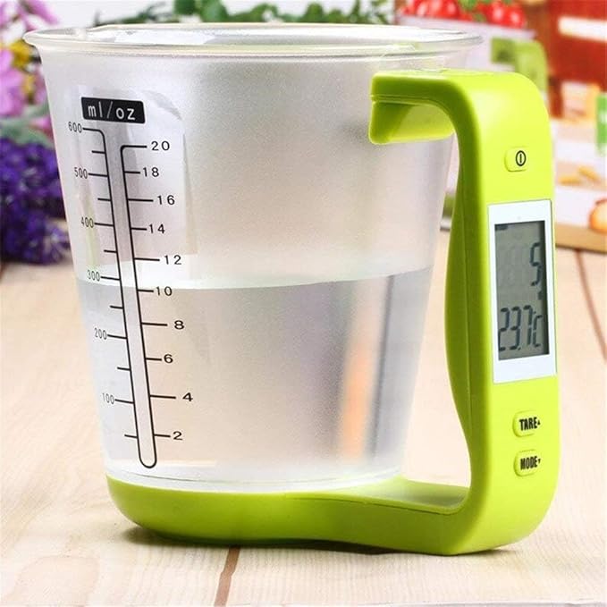 1Pcs Digital kitchen Electronic Measuring Cup Scale Household Jug Scales with LCD Display Temp Measurement 16x12.5x13.5cm (green)
