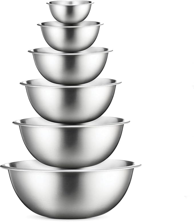 COOK WITH COLOR Stainless Steel Mixing Bowls Set - Nesting Bowls, 6 Pieces, Silver