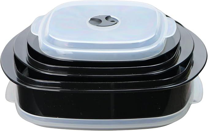 Calypso Basics by Reston Lloyd 6-Piece Microwave Cookware, Steamer and Storage Set, Black