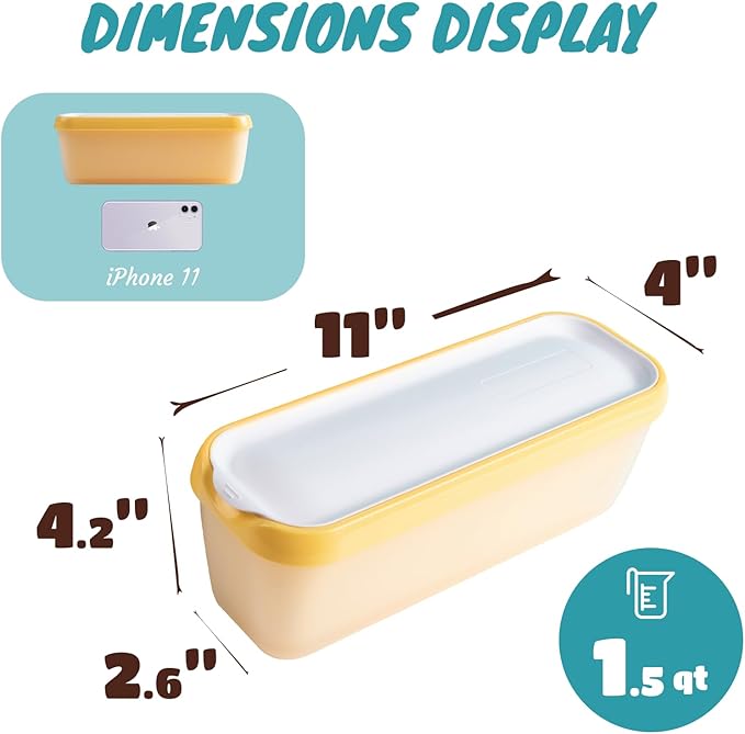 Premium Ice Cream Containers (2 Pack - 1.5 Quart Each) Reusable Freezer Storage Tubs with Lids for Ice Cream, Sorbet and Gelato!