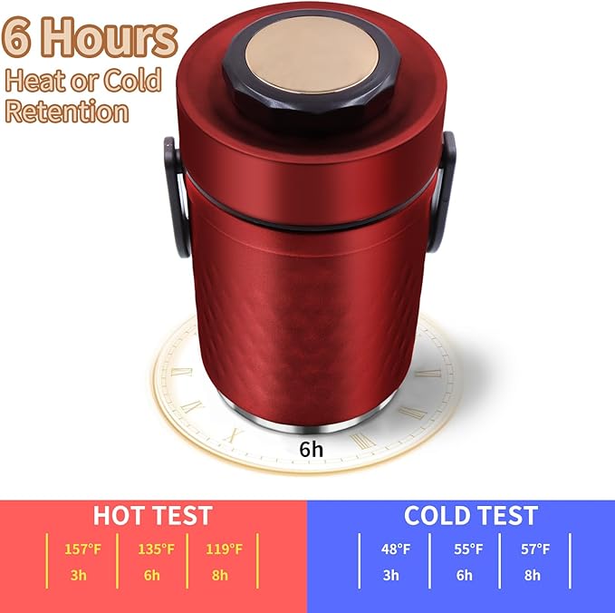 67oz Thermos for Hot Food,3-Layer Sealed Stackable Food Thermos,with Lunch Bag Soup Thermos Wide Mouth,It Is Suitable for Daily Office Meals, and Outdoor Meals (Red)