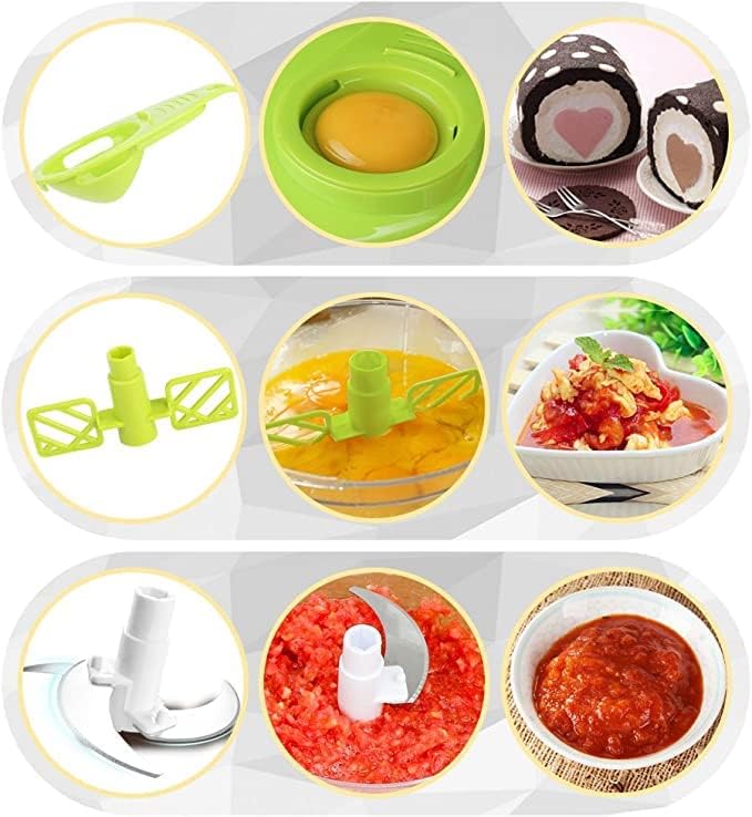 Tenta Kitchen Food processes Hand Crank Food Processor/Manual Food Chopper/Meat Grinder/Vegetable Dicer And Mincer/Fruit Blender With Egg Separator Rotary Onion Chopper(2 Sets steel blades)