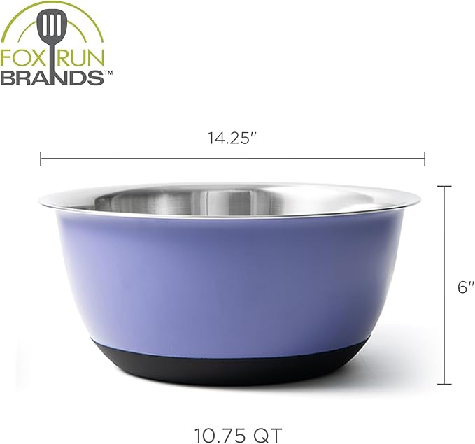 Fox Run Stainless Steel Mixing Bowl, Purple, 10.75 Quart