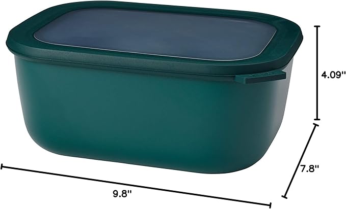 Mepal Cirqula 3000ml / 101oz Circular Rectangular Multi Food Storage & Serving Container with Transparent Lids | Perfect for Food Prep | Microwave & Dishwasher Safe | Nordic Pine | Made in Holland