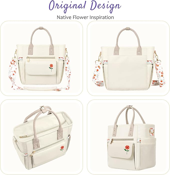 Deluxe Large Insulated Lunch Bag Box Women - Leakproof Waterproof Cooler with Multi Pockets Removable Strap for Work Picnic - Teacher Mothers Day Christmas Birthday Gifts