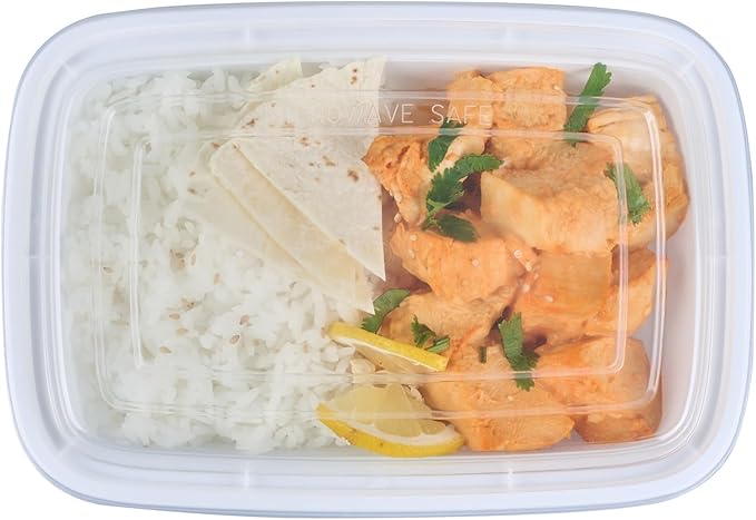 Restaurantware Asporto 24 Ounce Take Out Containers, 50 Food Containers With Lids - Microwavable, Disposable, White Plastic To Go Food Containers, No BPA, For Take Out And Delivery