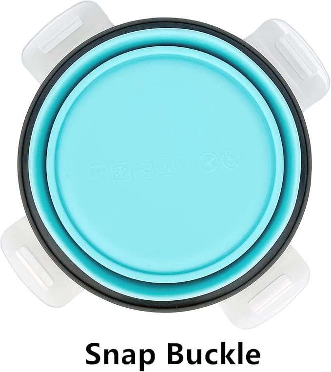 CCyanzi 3piece Round Collapsible Bowl with Lids, Silicone Food Storage Containers, Microwave & Freezer Safe, Space Saving for Kitchen Cabinet and Camping Backpack,(Blue Gray)