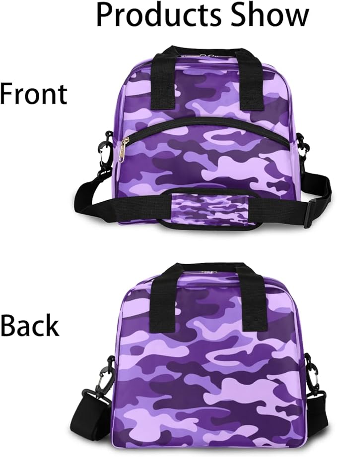 Purple Camouflage Insulated Lunch Bag for Women Men Reusable Lunch Box Cooler Bag Large Leakproof Lunch Tote with Adjustable Shoulder Strap for Adult Work Picnic Camping Beach Office