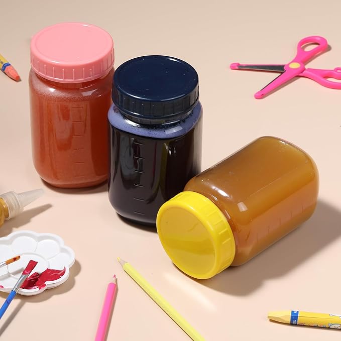 novelinks Plastic Jars 16 oz With Colorful Lids Wide-mouth Mason Jars 16 oz With Lids Plastic MasonJars For Storge (8)