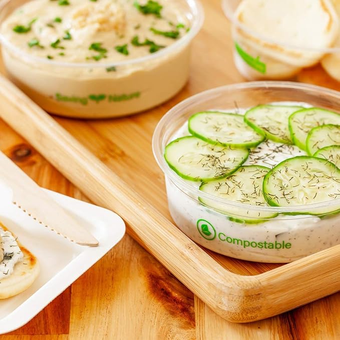 Restaurantware Basic Nature 8 Ounce Deli Containers 50 Meal Prep Containers - Lids Sold Separately PLA Plastic Disposable Food Containers For Holding Snacks Salads And Desserts