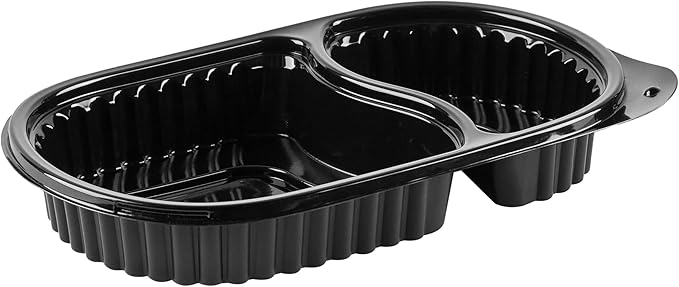 Restaurantware RW Base 20 Ounce Meal Prep Containers, 100 Microwavable To Go Containers With Lids - Disposable, Freezable, Black Plastic Oval Food Containers, Pack Hot And Cold Food, For Takeaway
