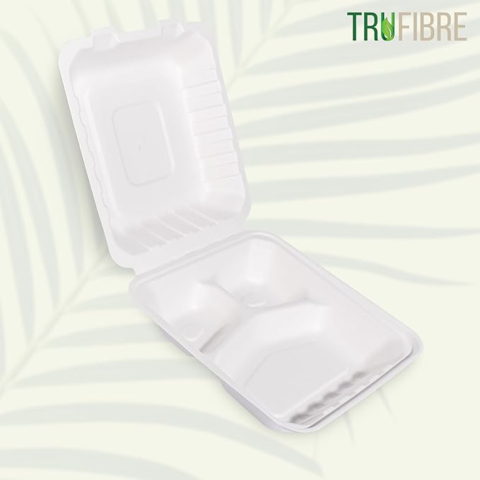 White Disposable Food Containers with Lids, To Go Clamshell, Take Out Boxes for Delivery, Cakes, Desserts, Party Favor, Events, 8x8 100 Pack
