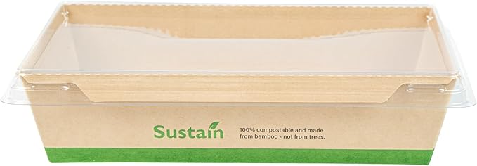 Restaurantware-Sustain 34 Ounce Sturdy Paper Take Out Boxes, 50 Disposable Take Out Food Containers - With PLA lining, Lids Sold Separately, Bamboo Paper Containers, Compostable, Click-Lock Design