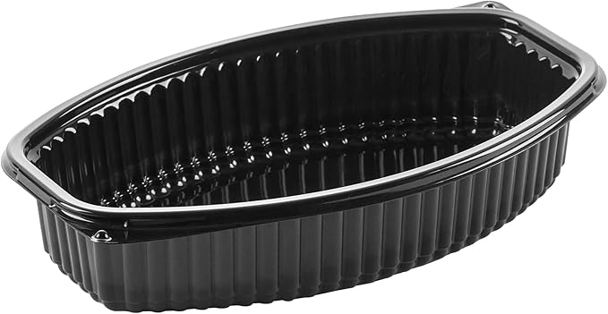 Restaurantware RW Base 28 Ounce Meal Prep Containers, 100 Microwavable To Go Containers With Lids - Disposable, Freezable, Black Plastic Oval Food Containers, Pack Hot And Cold Food, For Takeaway