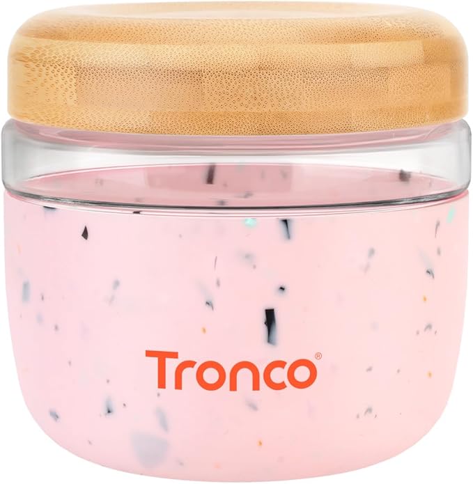 Tronco 24 oz Glass Container with Bamboo Lids, Food Storage Bowls for Soup, Stew & Overnight Oats, Meal Prep, Glass Lunch Bowl Container 100% Leak & Spill Proof, Airtight, BPA-Free- Ideal Gifts