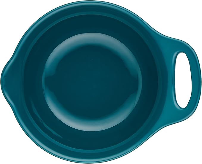 Rachael Ray Ceramics Nesting Mixing Bowl Set with Pour Spout, 1 Quart and 2 Quart, Teal