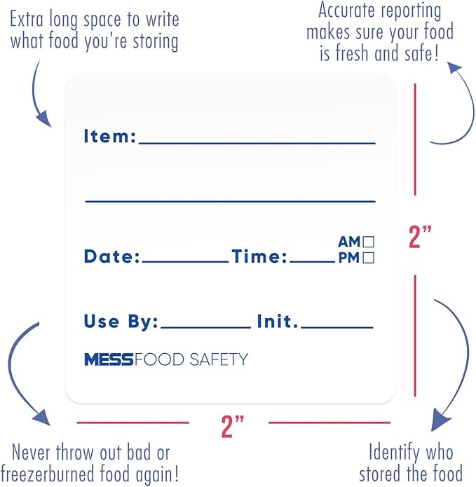 MESS Dissolvable Food Labels, 2x2, 200/Roll - Removable Labels for Mason Jars, Food Containers & Freezer – Blank Canning Labels – Dissolves in 30 Seconds