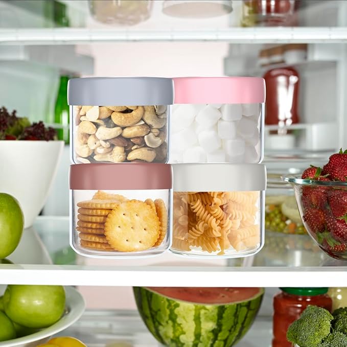 6 Pack 10 Oz Glass Jars with Lids, Overnight Oats Containers with Lids, Wide Mouth Mason Jar Airtight Glass Food Storage Containers for Snacks Salad Fruit Yogurt Cereal Meal Prep Leak Proof