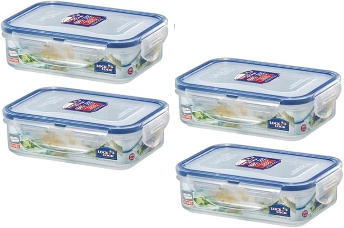 Lock & Lock, No BPA, Water Tight, Food Container, with 2 Divider Cups, 1.5-cup, 12-oz, Pack of 4, HPL810C